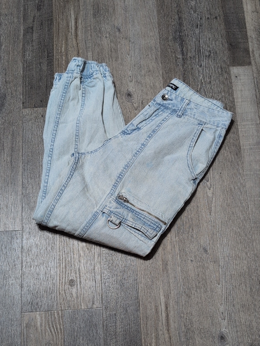 Y2K Hot Topic Light Wash Denim Cargo Joggers